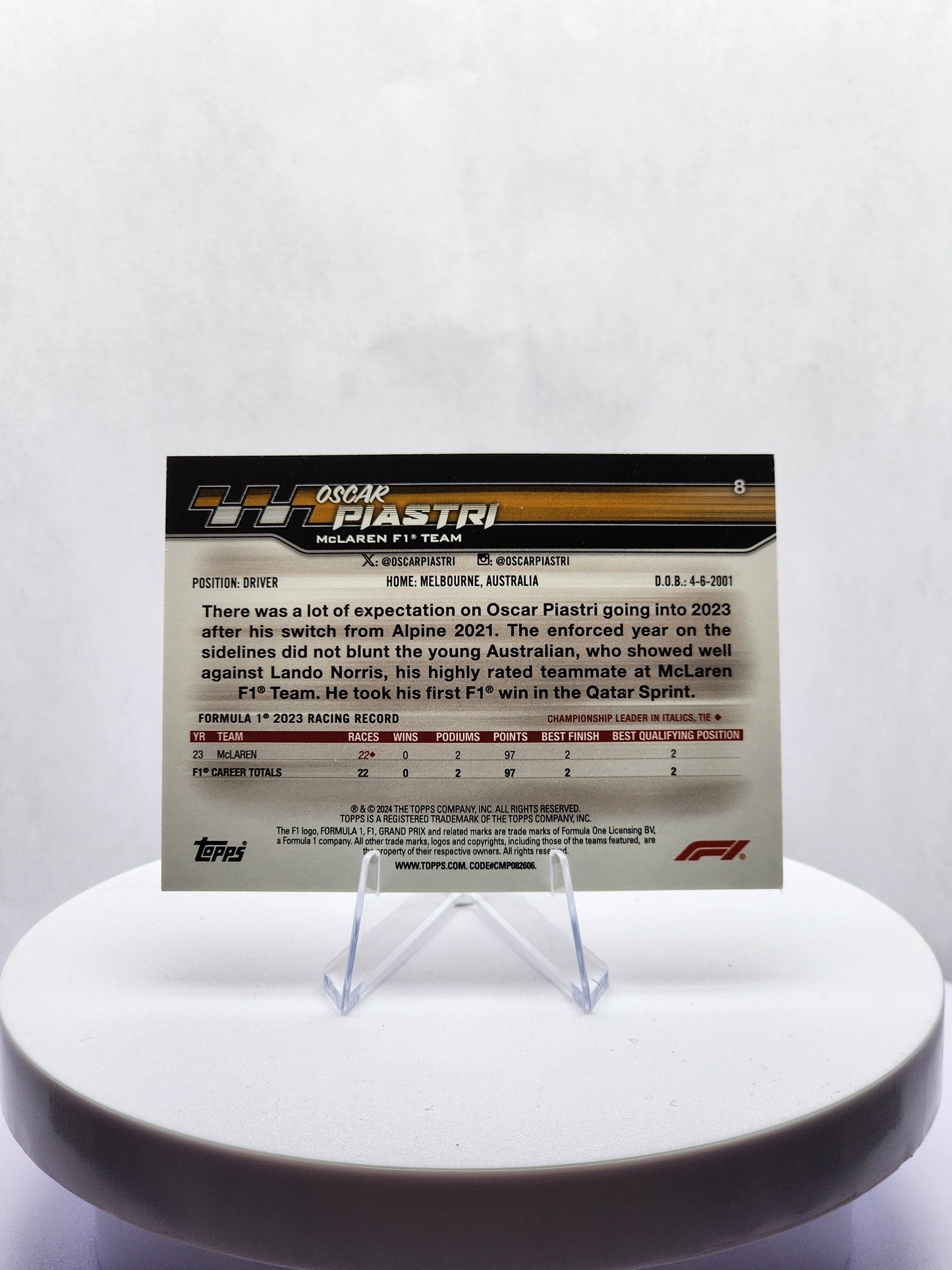 Oscar Piastri - #8