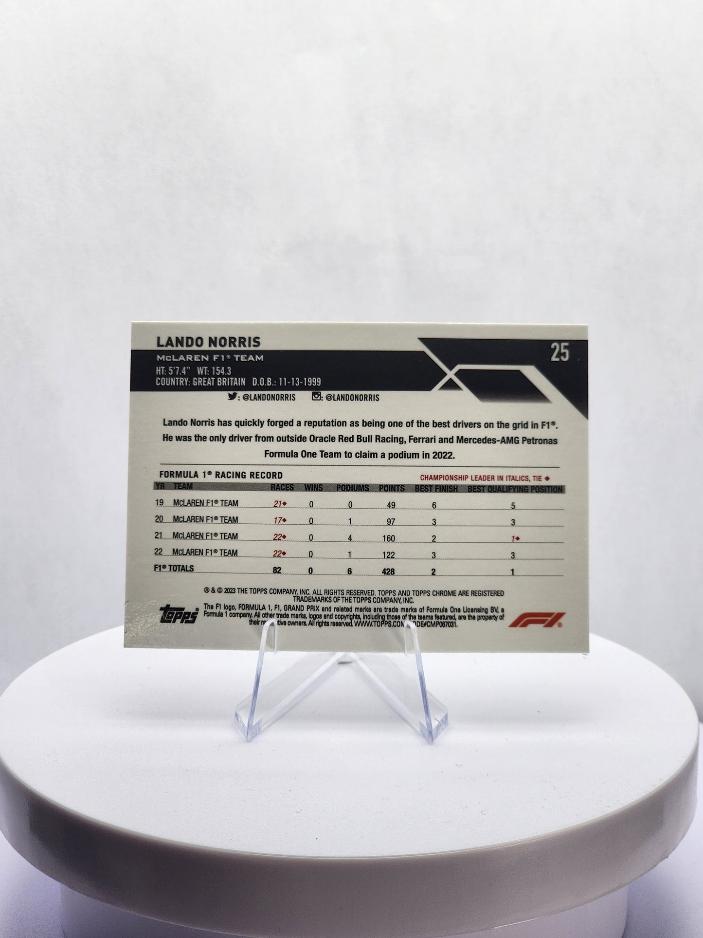 Lando Norris Portrait - B&W Checker