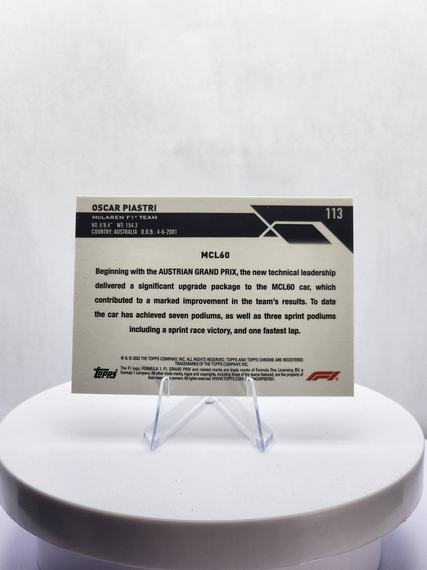 Oscar Piastri - Car Image RC - B&W Checker